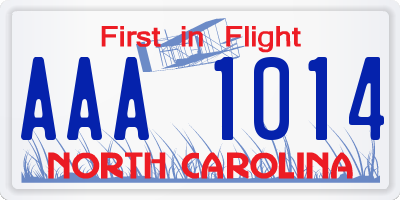 NC license plate AAA1014