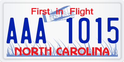 NC license plate AAA1015