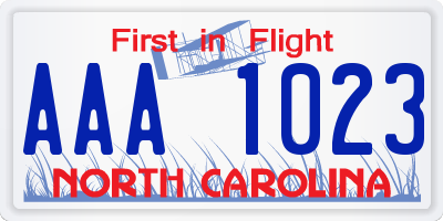 NC license plate AAA1023