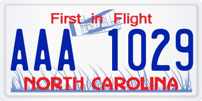 NC license plate AAA1029