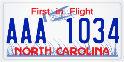 NC license plate AAA1034