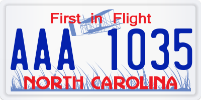 NC license plate AAA1035