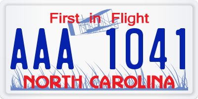 NC license plate AAA1041