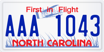 NC license plate AAA1043