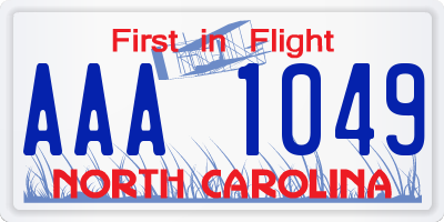 NC license plate AAA1049