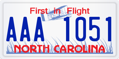 NC license plate AAA1051