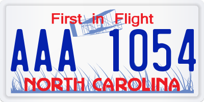 NC license plate AAA1054