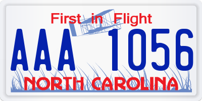 NC license plate AAA1056