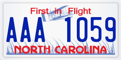 NC license plate AAA1059