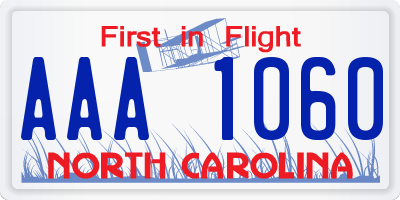 NC license plate AAA1060