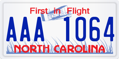 NC license plate AAA1064