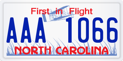 NC license plate AAA1066