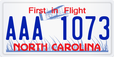 NC license plate AAA1073