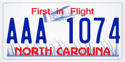 NC license plate AAA1074