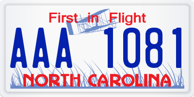 NC license plate AAA1081