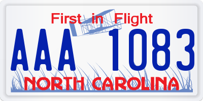 NC license plate AAA1083
