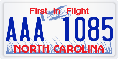 NC license plate AAA1085