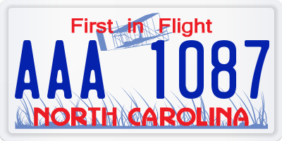 NC license plate AAA1087