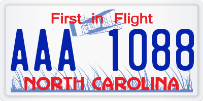 NC license plate AAA1088