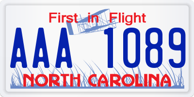 NC license plate AAA1089