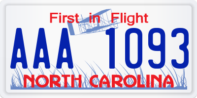 NC license plate AAA1093