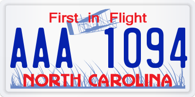 NC license plate AAA1094