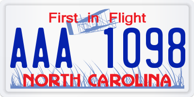 NC license plate AAA1098