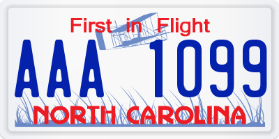 NC license plate AAA1099