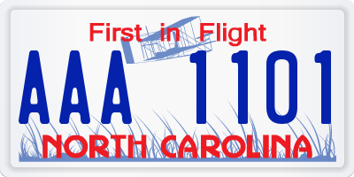NC license plate AAA1101