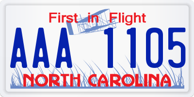 NC license plate AAA1105