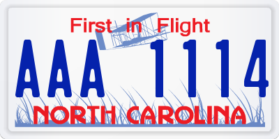 NC license plate AAA1114