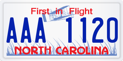 NC license plate AAA1120