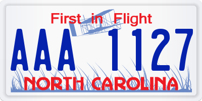 NC license plate AAA1127