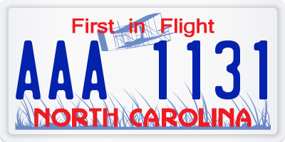 NC license plate AAA1131