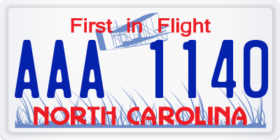 NC license plate AAA1140