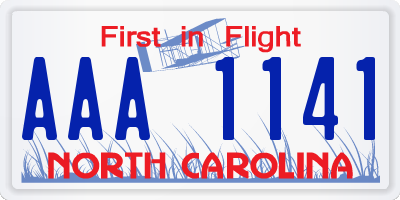 NC license plate AAA1141