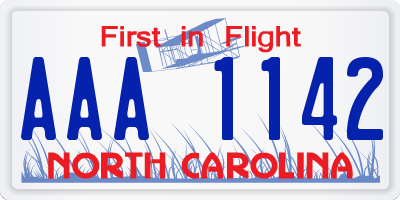 NC license plate AAA1142