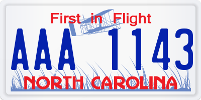 NC license plate AAA1143