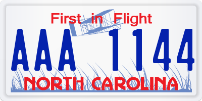 NC license plate AAA1144