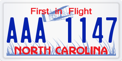 NC license plate AAA1147