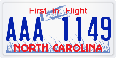 NC license plate AAA1149