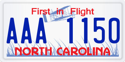 NC license plate AAA1150