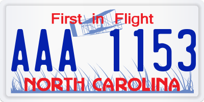 NC license plate AAA1153