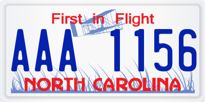 NC license plate AAA1156