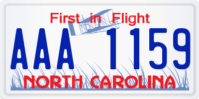 NC license plate AAA1159