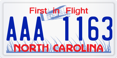 NC license plate AAA1163