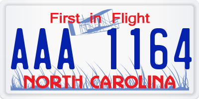 NC license plate AAA1164