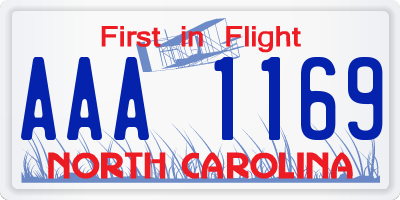 NC license plate AAA1169