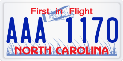 NC license plate AAA1170