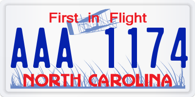 NC license plate AAA1174